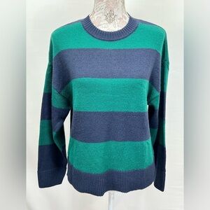 DIVIDED by H&M Navy and green stripe crew neck sweater size XS